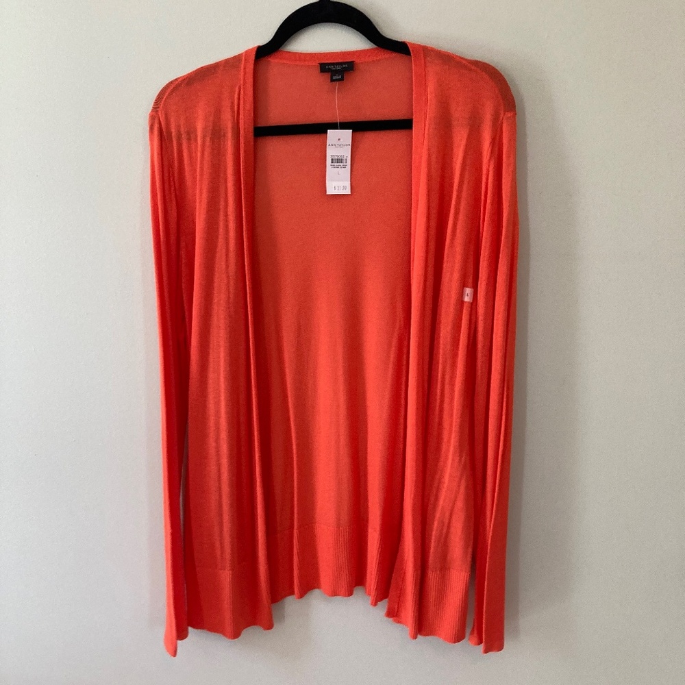 NWT Ann Taylor Factory - cardigan, sheer - orange size L